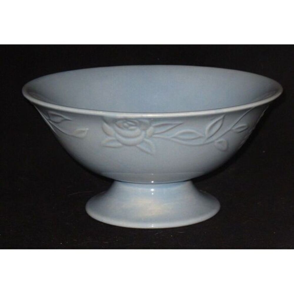 Laura Ashley‎ Lifestyles Rosemoor Blue Pedestal Bowl Compote Centerpiece